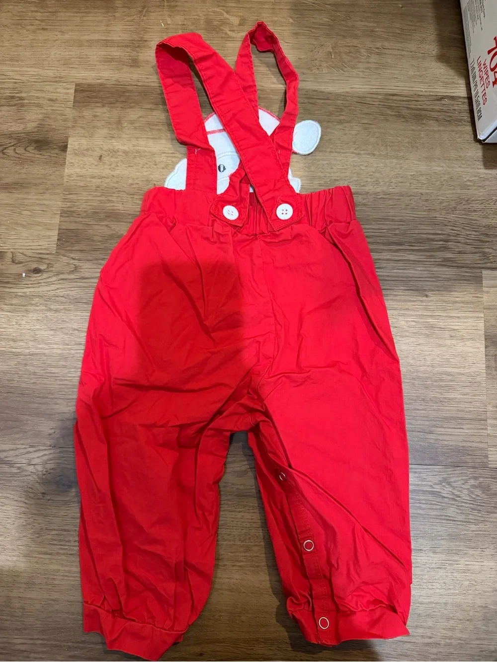 Kids Red Santa Applique Overalls